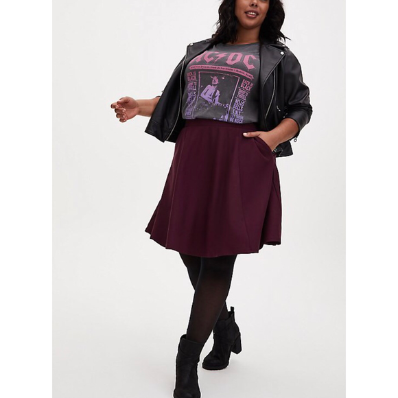 torrid Dresses & Skirts - Torrid Burgundy Ponte Skater Circle Skirt